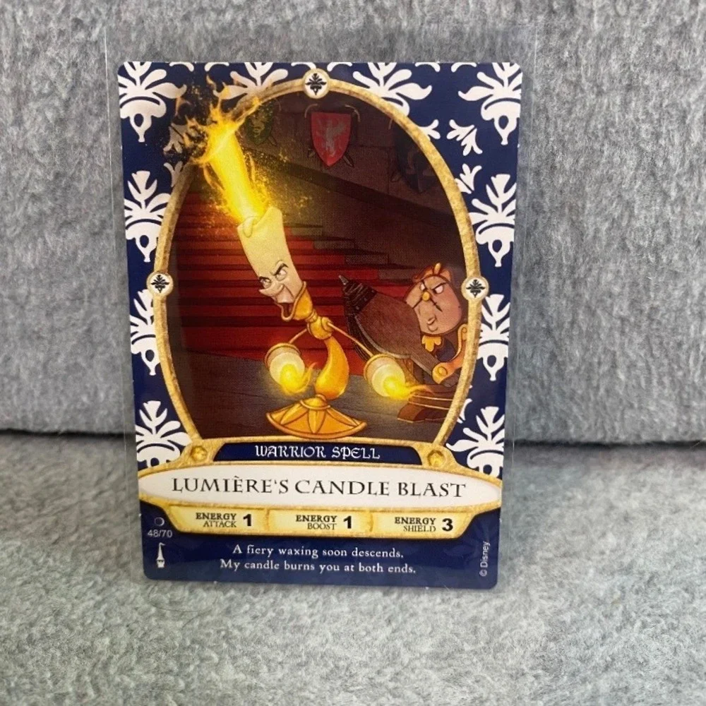 Disney Sorcerers Magic Kingdom Card  Blue Lumiere Candle Blast 48/70 EUC